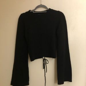 BLACK SWEATER LACE UP BACK